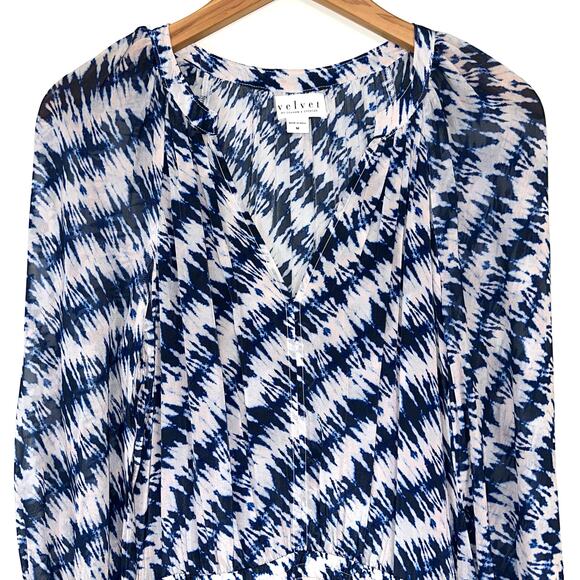 Velvet by Graham & Spencer Leah Blue Tie Dye Long Sleeve Peasant Dress Size M - Picture 5 of 15